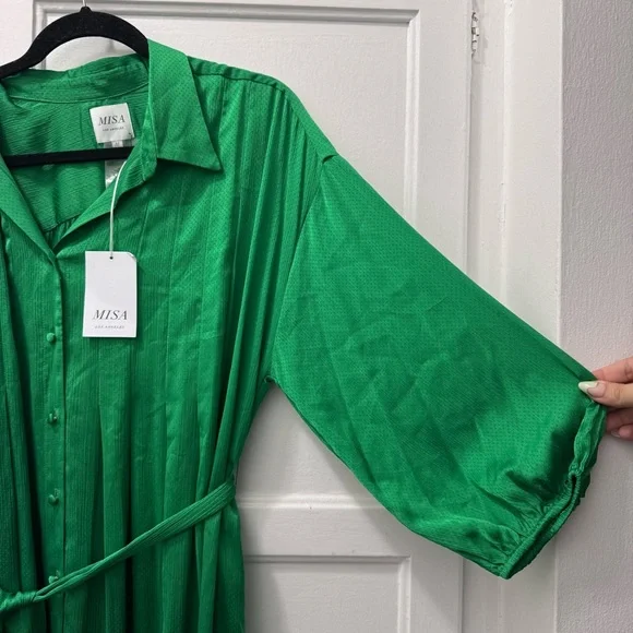 Misa Los Angeles Elise Maxi Shirt Dress in Green - Picture 6 of 12